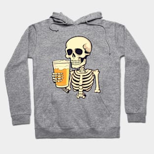 Skeleton drinks beer. Hoodie